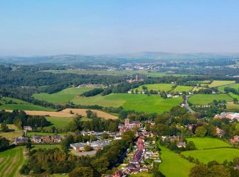 Aerial view of Cheddleton, Leek, Staffordshire, England.