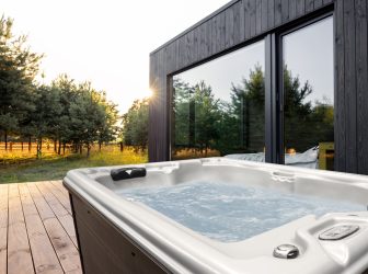 Aurora 3 hot tub on a wooden deck